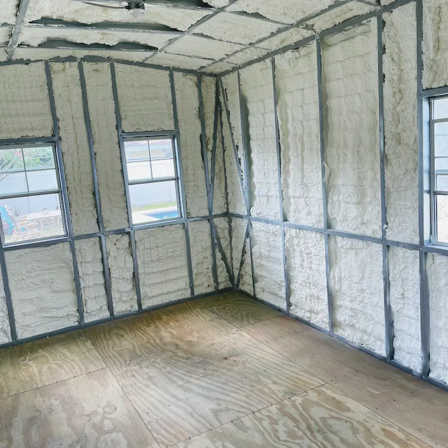 Closed-cell spray foam insulation applied to wall cavities in a residential project in Oakhurst